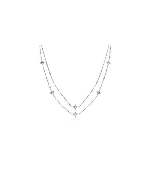 Collana doppio filo Gioielli Sagapò Luce in acciaio con cristalli bianchi sce49