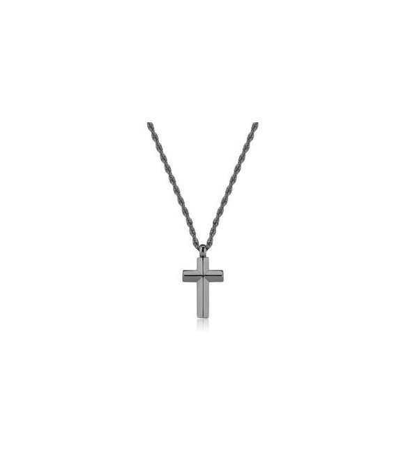 Collana Gioielli S\'Agapò Bound in acciaio brunito croce satinata sbd06