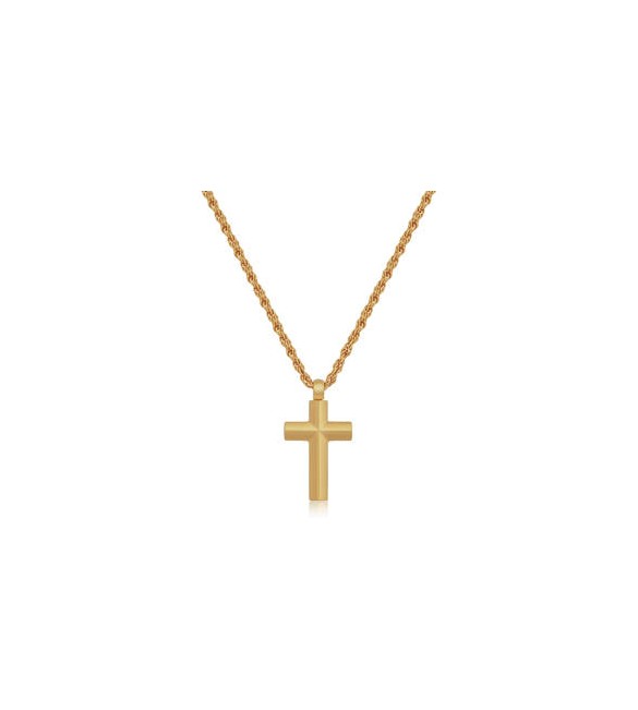 Collana Gioielli S\'Agapò Bound in acciaio dorato croce satinata sbd07