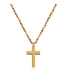 Collana Gioielli S\'Agapò Bound in acciaio dorato croce satinata sbd07