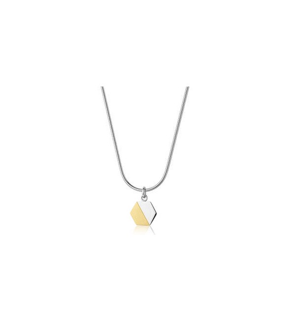 Collana Gioielli S\'Agapò Bound in acciaio piastra bicolore centrale satinata sbd04