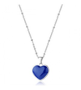 Collana Gioielli Sagapò Madame in acciaio con cuore e smalto blu SDM03