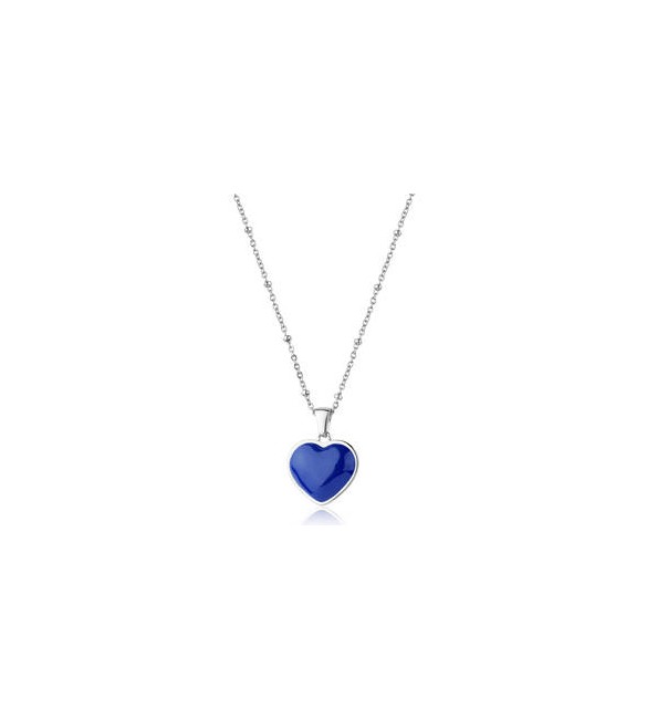 Collana Gioielli Sagapò Madame in acciaio con cuore e smalto blu SDM03