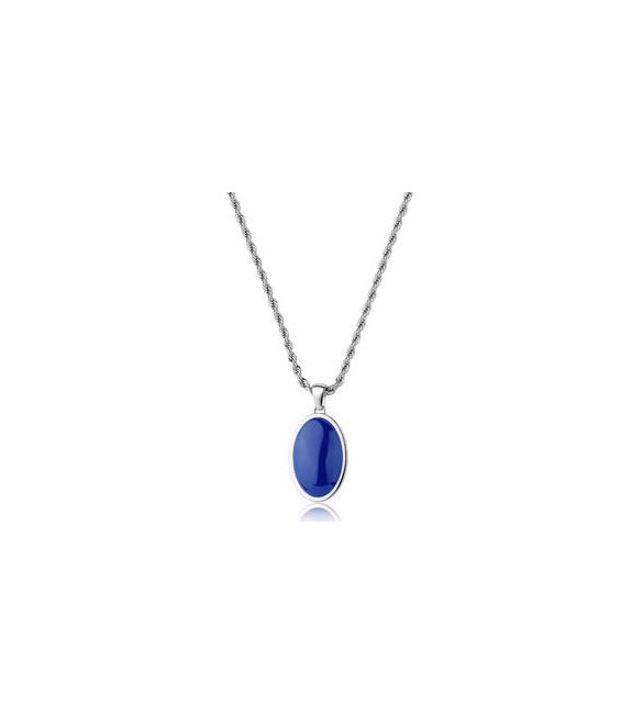 Collana Gioielli Sagapò Madame in acciaio con ovale e smalto blu SDM01