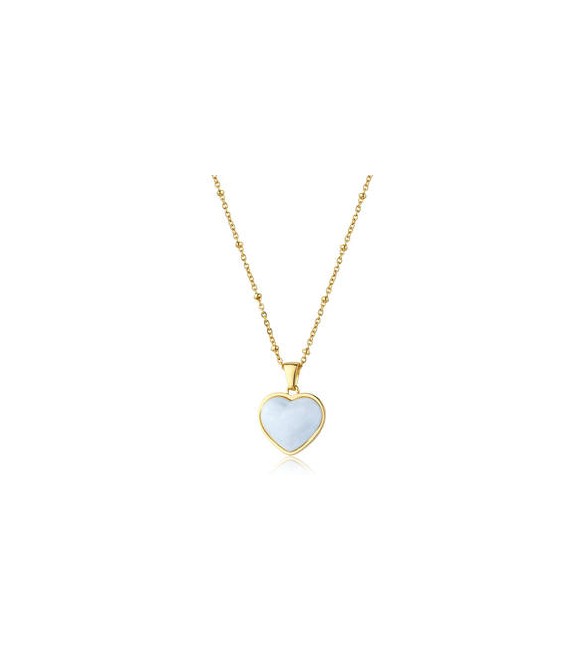 Collana Gioielli Sagapò Madame in acciaio dorato con cuore e smalto bianco SDM04