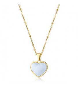 Collana Gioielli Sagapò Madame in acciaio dorato con cuore e smalto bianco SDM04