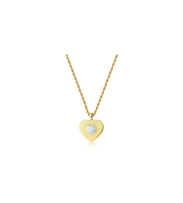 Collana Gioielli Sagapò Madame in acciaio dorato con cuore e smalto bianco SDM05