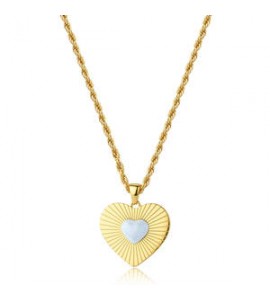 Collana Gioielli Sagapò Madame in acciaio dorato con cuore e smalto bianco SDM05