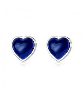 Orecchini a lobo Gioielli Sagapò Madame in acciaio cuore smalto blu sdm23