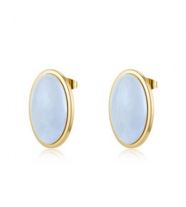 Orecchini a lobo Gioielli Sagapò Madame in acciaio dorato ovali smalto bianco sdm22