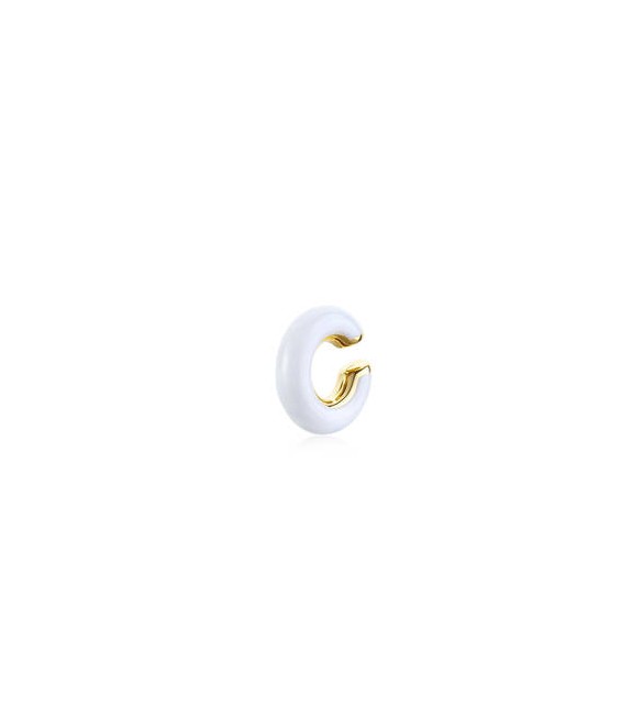 Orecchino Earcuff Gioielli Sagapò Madame in acciaio smalto bianco sdm26