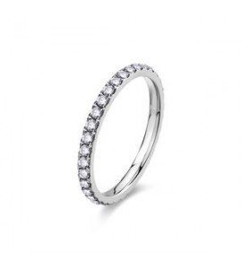 Anello girodito Gioielli Sagapò Dazzly in acciaio con cristalli bianchi misura 18 SDZ157E