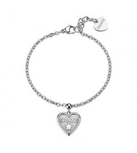 Bracciale Gioielli Sagapò Duh Duh in acciaio con Cuore e scritta Grazie suh12