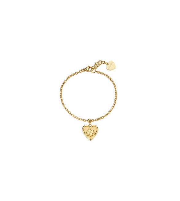 Bracciale Gioielli Sagapò Duh Duh in acciaio dorato con Cuore e quadrifoglio suh19