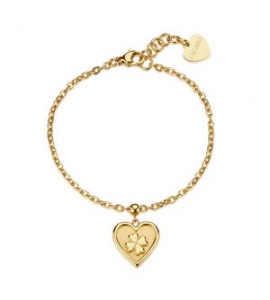 Bracciale Gioielli Sagapò Duh Duh in acciaio dorato con Cuore e quadrifoglio suh19