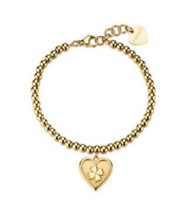 Bracciale Gioielli Sagapò Duh Duh in acciaio dorato con Cuore e quadrifoglio suh26