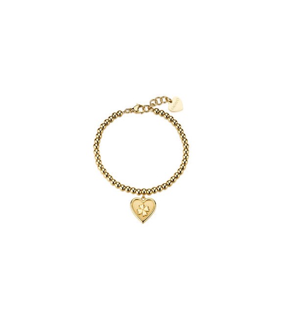 Bracciale Gioielli Sagapò Duh Duh in acciaio dorato con Cuore e quadrifoglio suh26