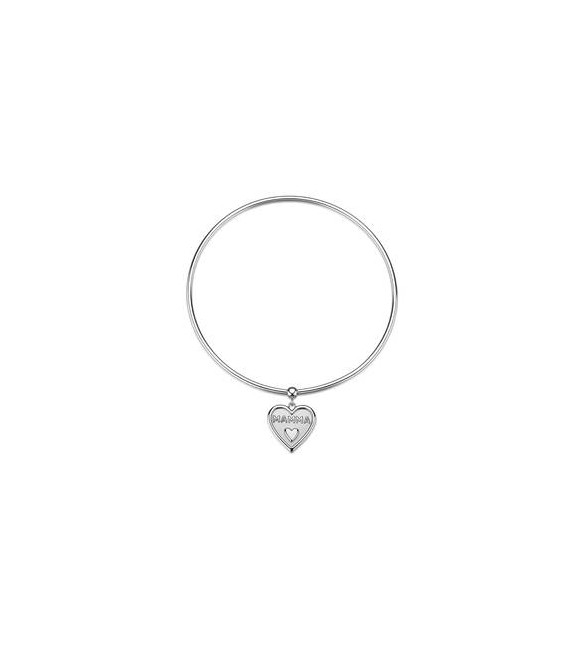 Bracciale rigido Gioielli Sagapò Duh Duh in acciaio con Cuore e scritta mamma suh21