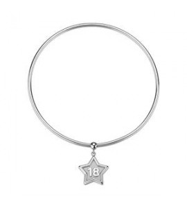 Bracciale rigido Gioielli Sagapò Duh Duh in acciaio con Stella e scritta 18 suh23