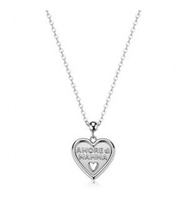 Collana Gioielli Sagapò Duh Duh in acciaio con Cuore e scritta mamma suh04