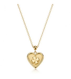 Collana Gioielli Sagapò Duh Duh in acciaio dorato con Cuore e quadrifoglio suh07