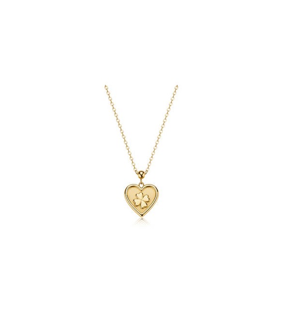 Collana Gioielli Sagapò Duh Duh in acciaio dorato con Cuore e quadrifoglio suh07