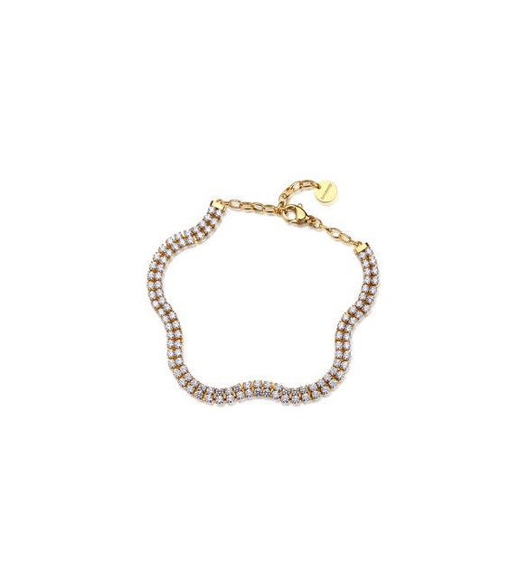 Bracciale Gioielli Brosway Desideri in acciaio dorato doppio filo con zirconi bianchi bei112