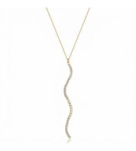 Collana Donna Gioielli Brosway Desideri in acciaio dorato con pendente a S e ziconi bianchi bein028