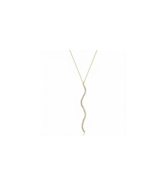 Collana Donna Gioielli Brosway Desideri in acciaio dorato con pendente a S e ziconi bianchi bein028