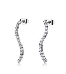 Orecchini Pendenti a S Gioielli Brosway Desideri in acciaio con zirconi bianchi beie031