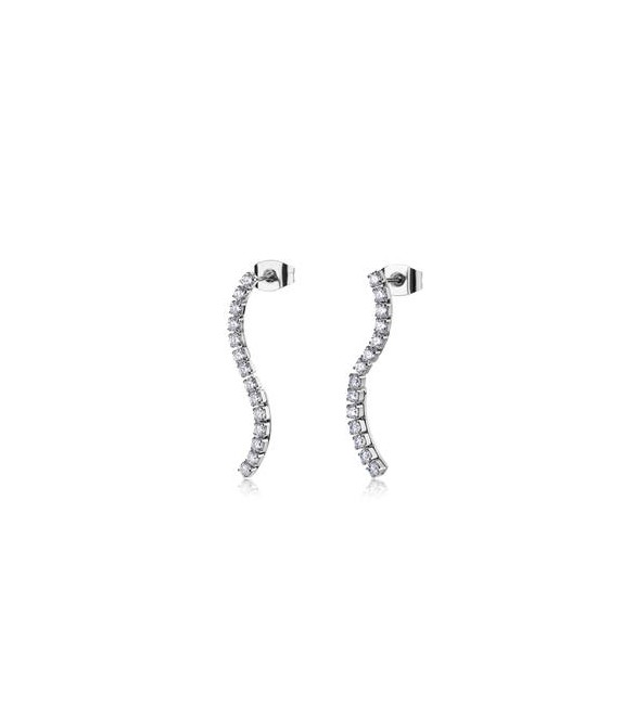 Orecchini Pendenti a S Gioielli Brosway Desideri in acciaio con zirconi bianchi beie031