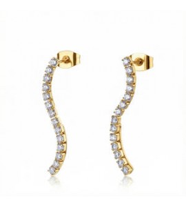 Orecchini Pendenti a S Gioielli Brosway Desideri in acciaio dorato con zirconi bianchi beie032