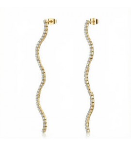 Orecchini Pendenti a S Gioielli Brosway Desideri in acciaio dorato con zirconi bianchi beie034