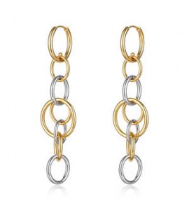 Orecchini Pendenti Gioielli Brosway Aura in acciaio bicolore con cerchi intersecati bau29