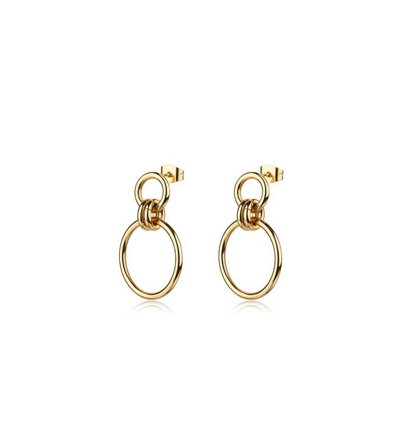 Orecchini Pendenti Gioielli Brosway Aura in acciaio dorato con cerchi bau27
