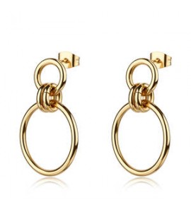 Orecchini Pendenti Gioielli Brosway Aura in acciaio dorato con cerchi bau27