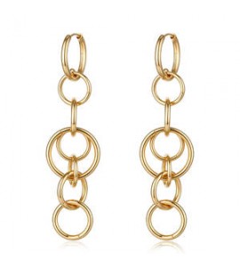 Orecchini Pendenti Gioielli Brosway Aura in acciaio dorato con cerchi intersecati bau30