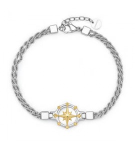 Bracciale Gioielli Brosway Seawolf in acciaio bicolore con Rosa dei venti BWF14