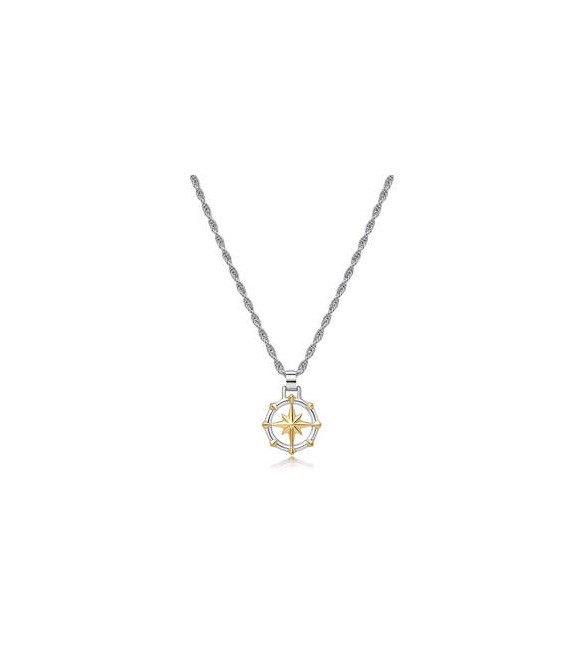 Collana Gioielli Brosway Seawolf in acciaio bicolore con Rosa dei venti BWF04