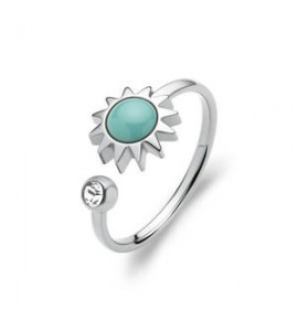 Anello Gioielli Sagapò Glowy in acciaio con sole azzurro misura 14 SGW31
