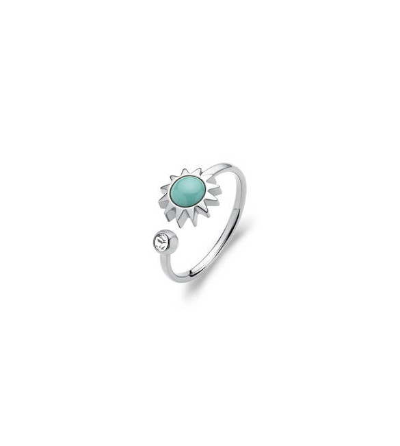 Anello Gioielli Sagapò Glowy in acciaio con sole azzurro misura 14 SGW31