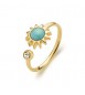 Anello Gioielli Sagapò Glowy in acciaio dorato con sole azzurro misura 14 SGW32