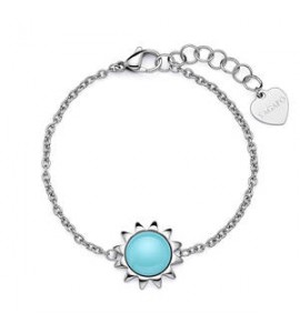 Bracciale Gioielli Sagapò Glowy in acciaio con sole azzurro SGW11