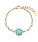 Bracciale Gioielli Sagapò Glowy in acciaio dorato con sole azzurro e perle SGW14