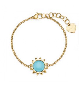 Bracciale Gioielli Sagapò Glowy in acciaio dorato con sole azzurro SGW13