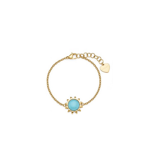 Bracciale Gioielli Sagapò Glowy in acciaio dorato con sole azzurro SGW13