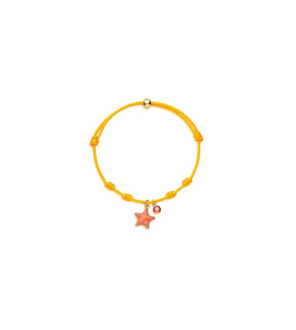 Bracciale Gioielli Sagapò Joyful in cordino arancione con stella marina in acciaio dorato SJF14