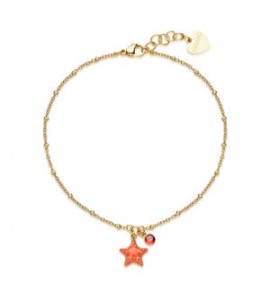 Cavigliera Gioielli Sagapò Joyful in acciaio dorato con stella marina arancione SJF42