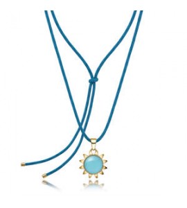 Collana Choker Gioielli Sagapò Glowy in cordino azzurro con sole dorato azzurro SGW04
