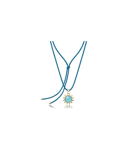 Collana Choker Gioielli Sagapò Glowy in cordino azzurro con sole dorato azzurro SGW04
